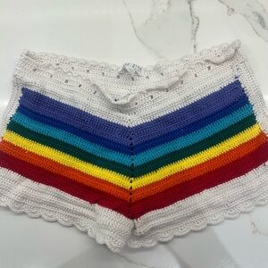 Nessi byrd  Colorful Crochet rainbow shorts